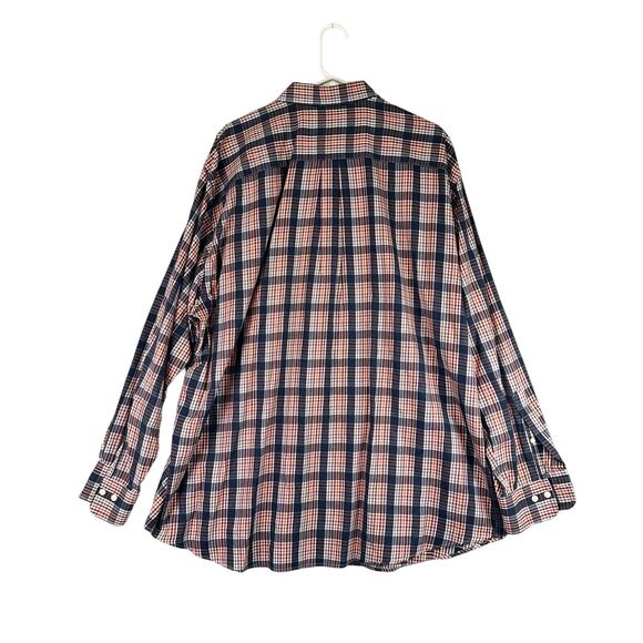 Peter Millar Shirt Mens 2XL Orange Blue Windowpane Plaid Button Up Long Sleeve‎ - Picture 5 of 7